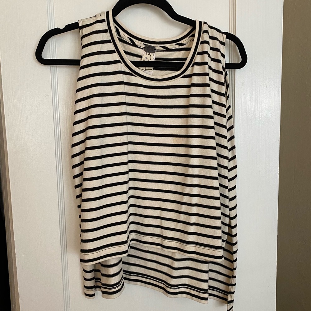 Free People Black and Cream Striped Tank